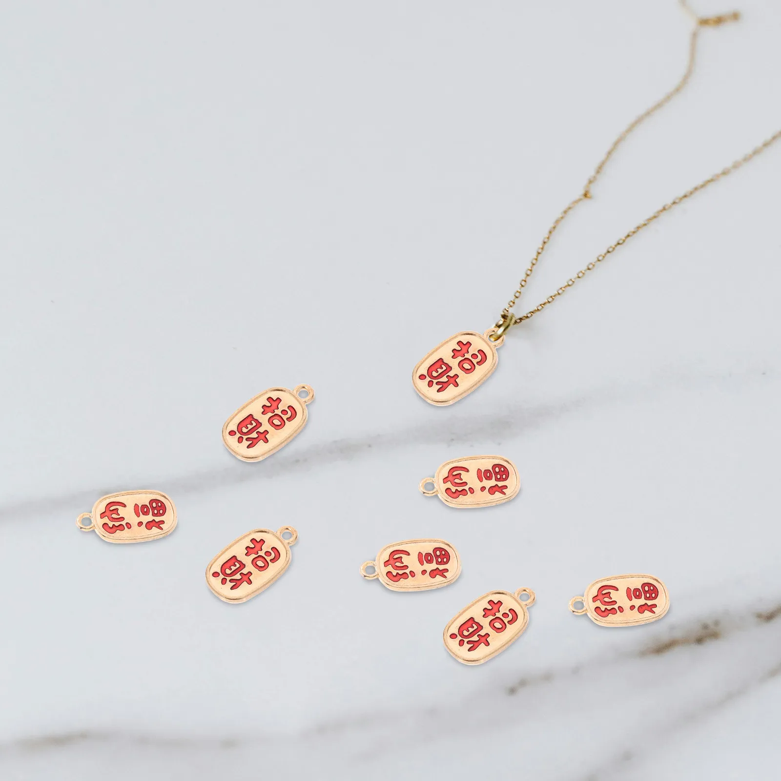 

50Pcs Elegant Metal Lucky Pendant for DIY Jewelry Making Bracelet Necklace Keychain Crafting Festival Gift Good