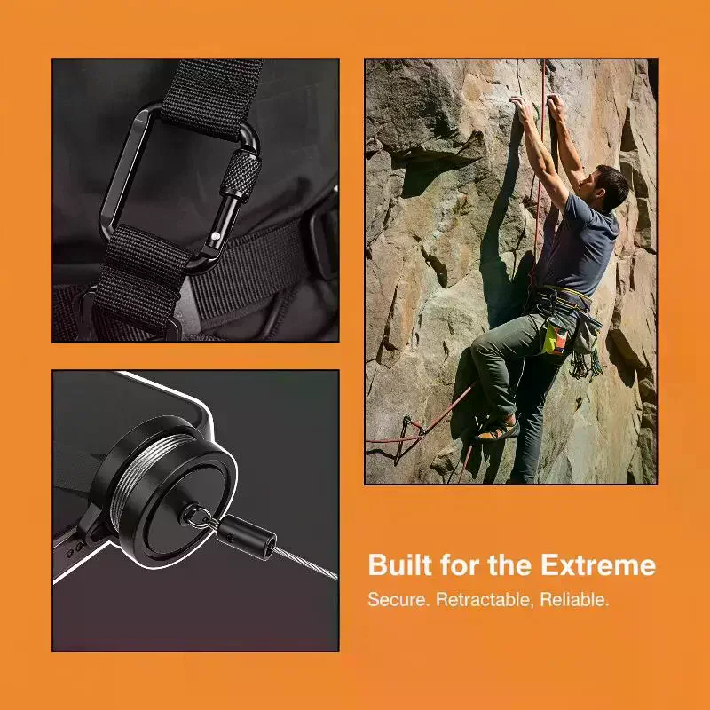 Anti‑Theft Durable Retractable Phone Holder Keychain Heavy Duty Strap Tether With Carabiner For Hiking Cycling Climbing