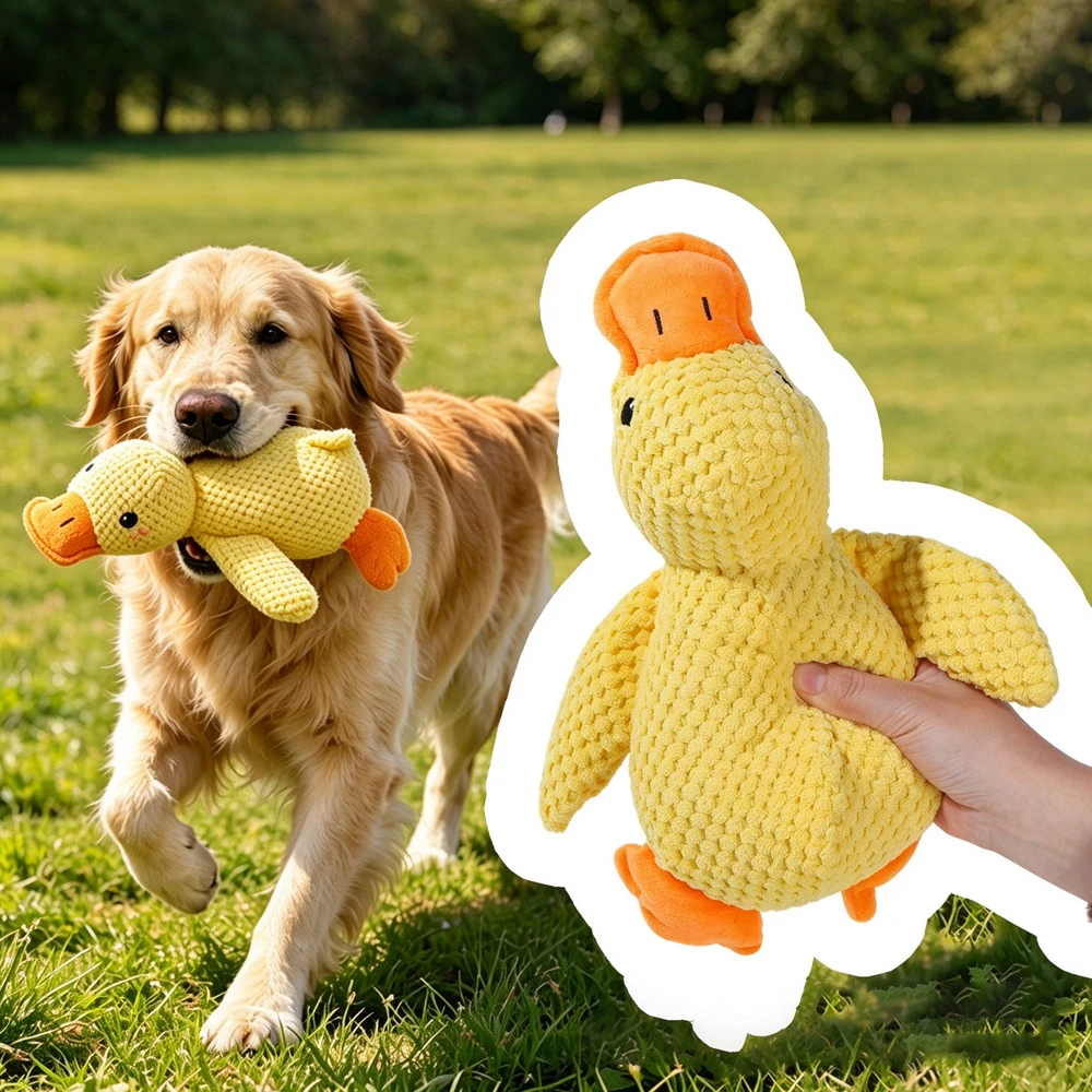 Yellow Duck Pet Toy Dog Cat Sleeping Companion Doll Sound Making Bite Resistant Plush Duck Toy