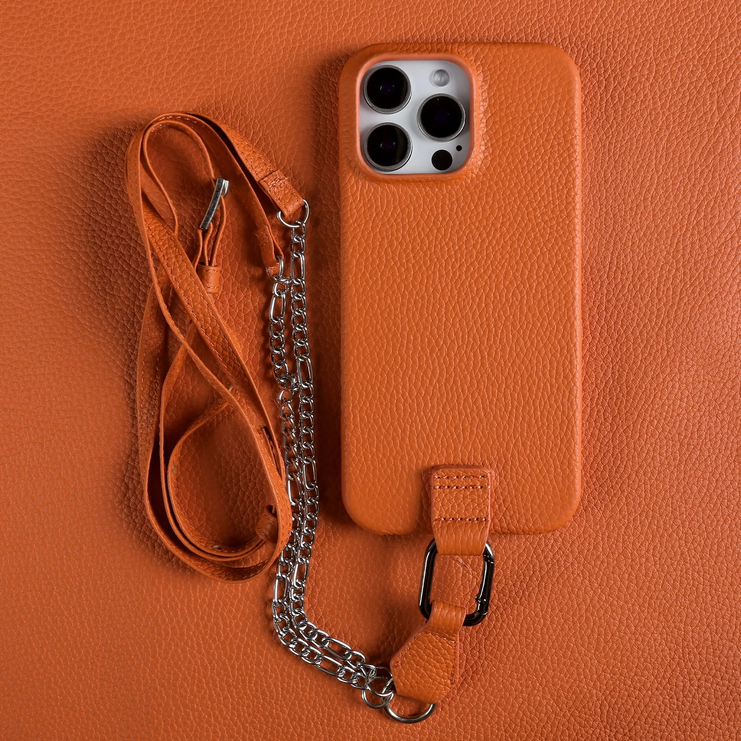 

Роскошный чехол из натуральной кожи с ремешком через плечо для iPhone 16 Pro Max 15Pro 14pro 13 12 11, чехол с металлическим ремешком, чехлы для телефонов