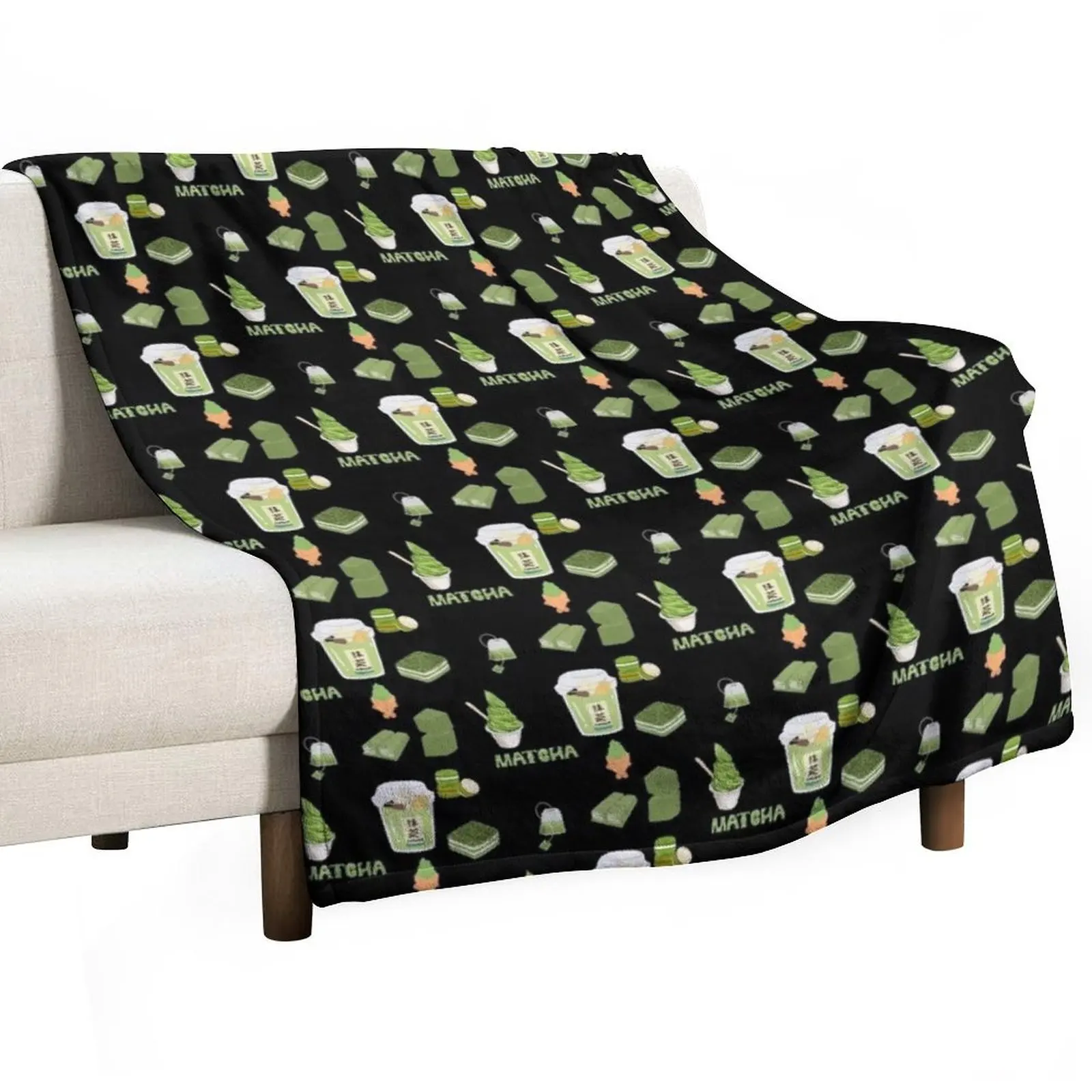 

matcha sticker pack Throw Blanket Sofa funny gift Decorative Beds Blankets