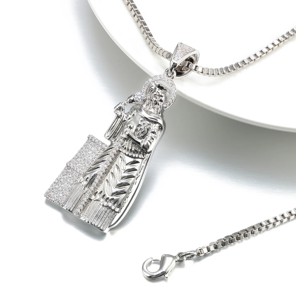 VANAXIN Saint Jude Pendant Trendy Classic Zircon Charms Pendants 14k Gold Plated for Men  Necklace Religious Jewelry Accessories