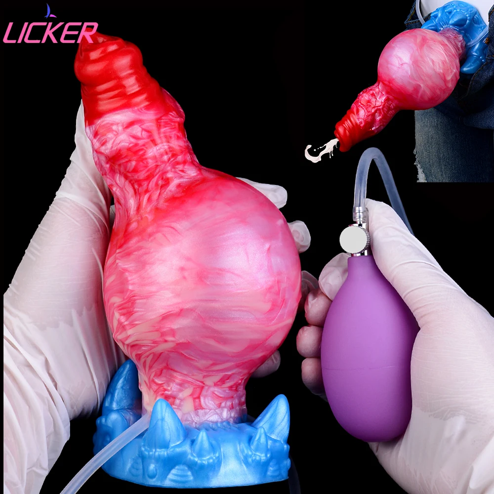 

LICKER Fantasy Dildo Inflatable Squirt Dildos Ejaculation Dick Silicone Anal Plug Sex Toy For Women Penetration-anal Sexy Gadget