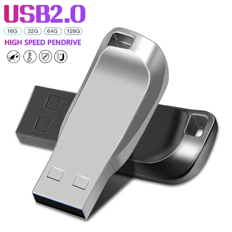 Mini Metal 128GB USB Flash Drive  64GB Pen Drive USB 2.0 Pendrive 16G Gifts Key Chain 8G 4G Waterproof Business Gift U Disk
