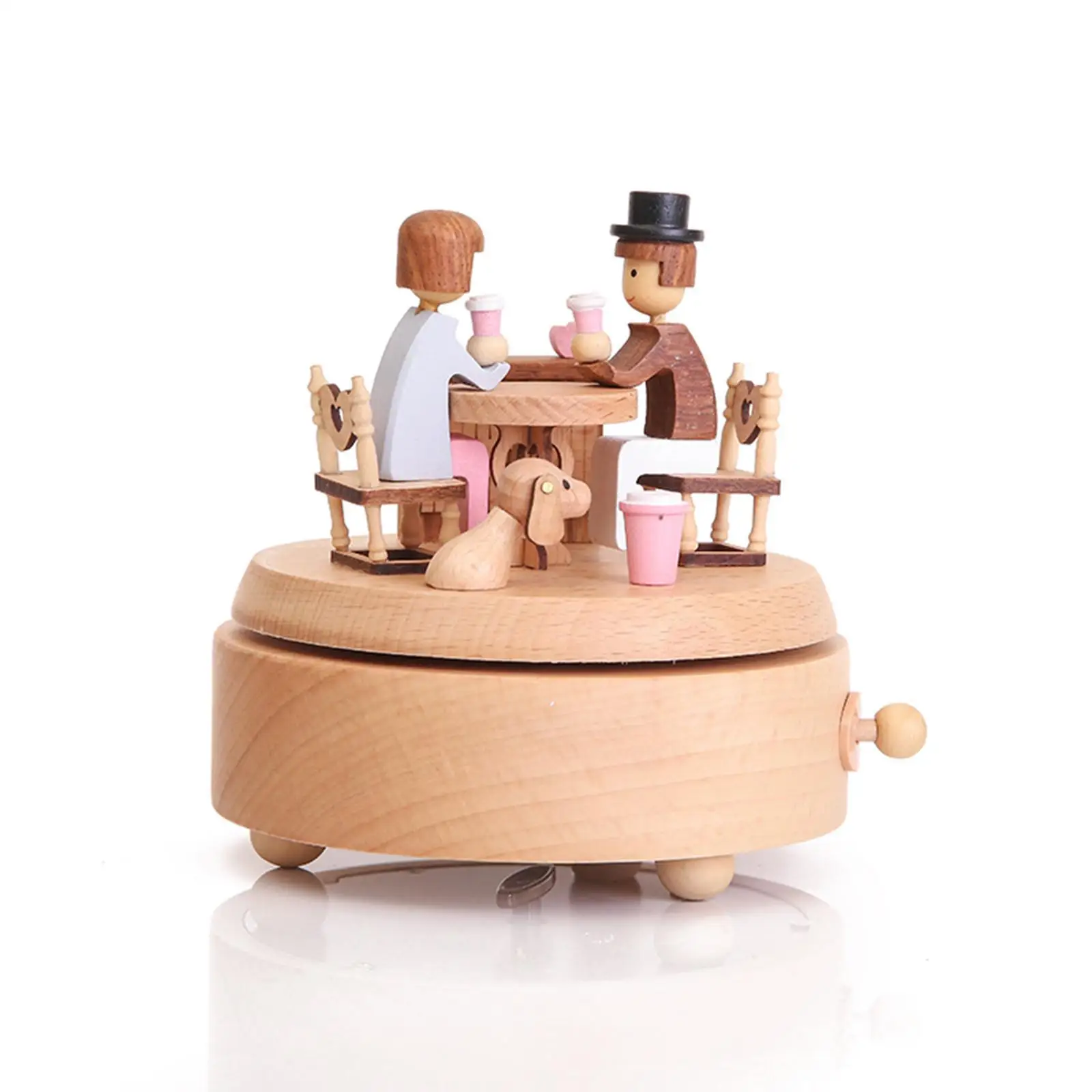 Wooden Classical Wind Up Musical Boxes Ornament Accessory Play Melody for Girl Kids Friend Desktop Collectible