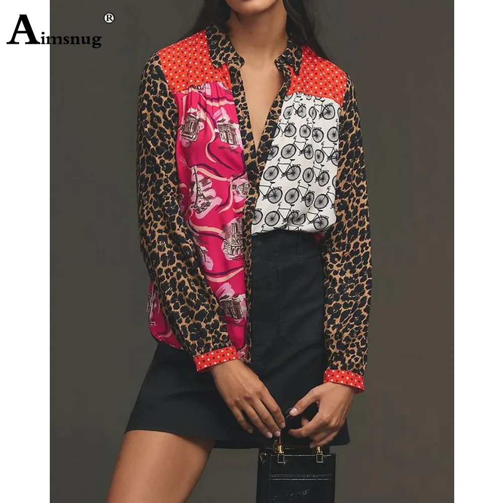 Estilo europeo 2025 camisas de manga larga con estampado 3D para mujer nuevas blusas básicas informales blusa para mujer camisa con cuello vuelto blusas para mujer