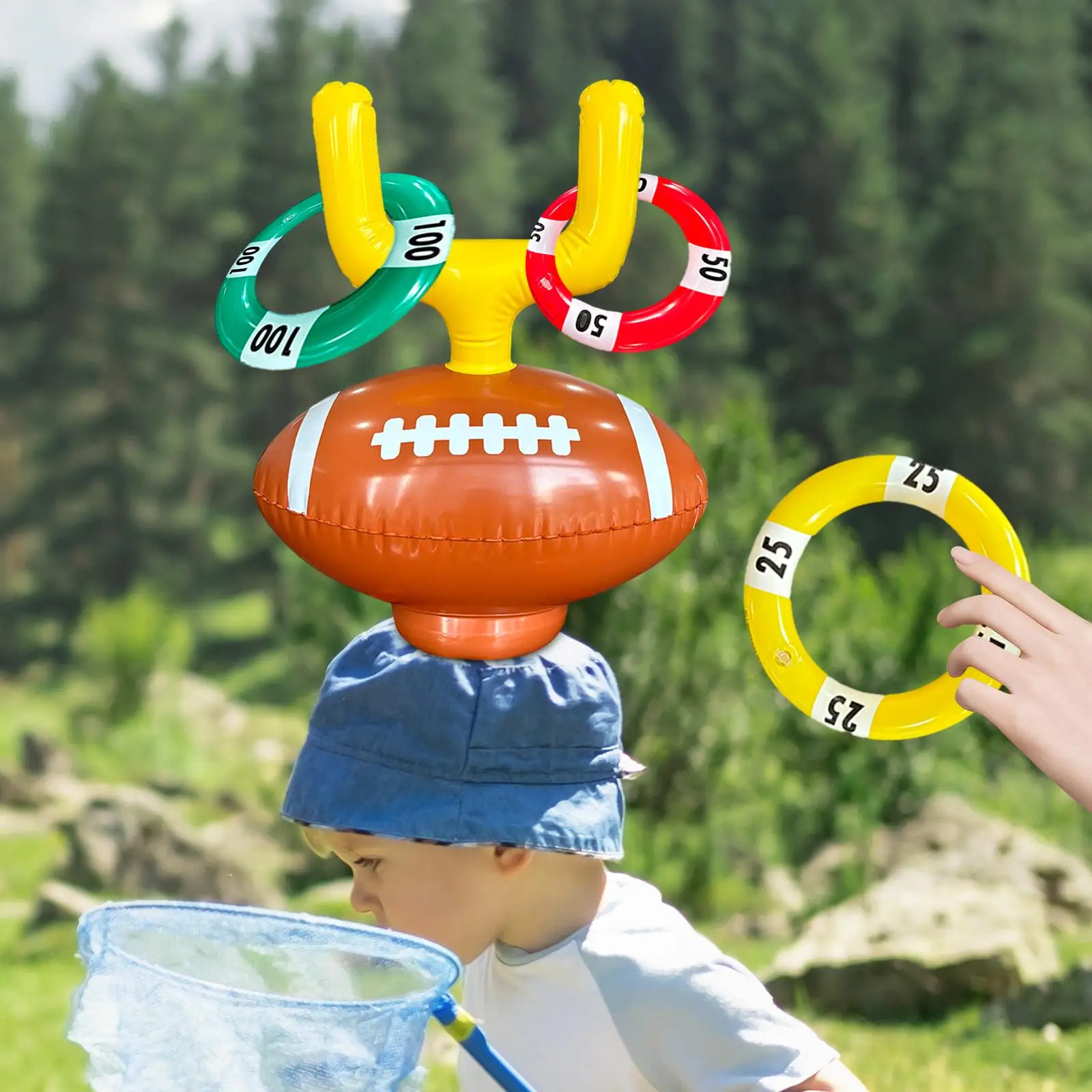 Sombrero de lanzamiento de anillo de fútbol, juguete de patio al aire libre, juego de colaboración en equipo duradero, deporte inflable para navidad, cumpleaños, actividad al aire libre para adultos