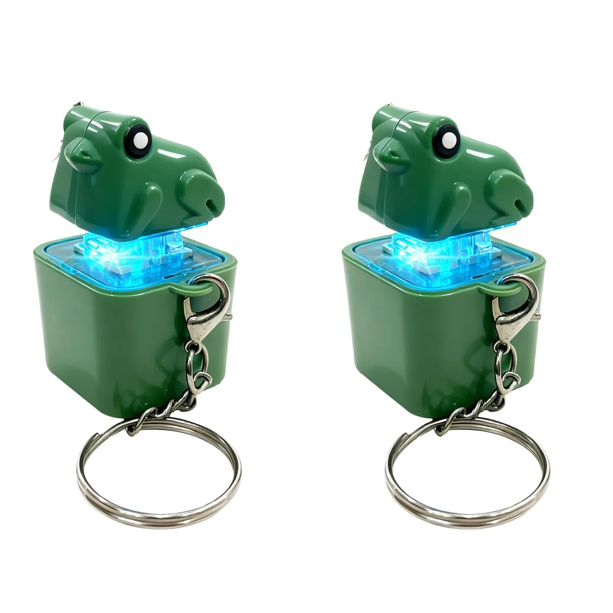 Croaking Frog Fidget Toy Schlüsselanhänger, wiederaufladbarer Frosch-Schlüsselanhänger mit Ton und LED-Lichtern, lustiger Frosch-Tastatur-Clicker, Stressabbau