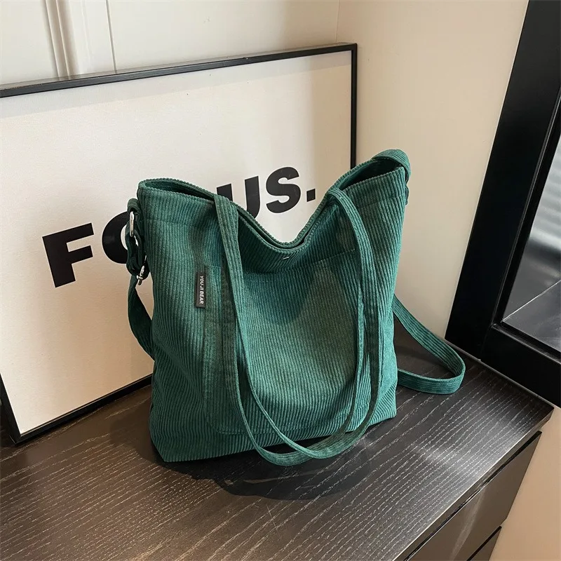 

Women Shoulder Crossbody Bag Large Canvas Tote for Woman 2024 New Corduroy Female Cloth Girl Students Book Bags Female Handbags