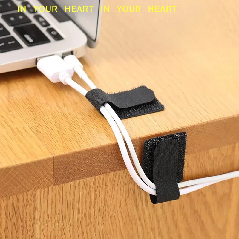 【X】10pcs Reusable Cable Organizer Desk Wire Cable Tie Organizer Self Adhesive Cord Rope Holders Cord Protection Straps