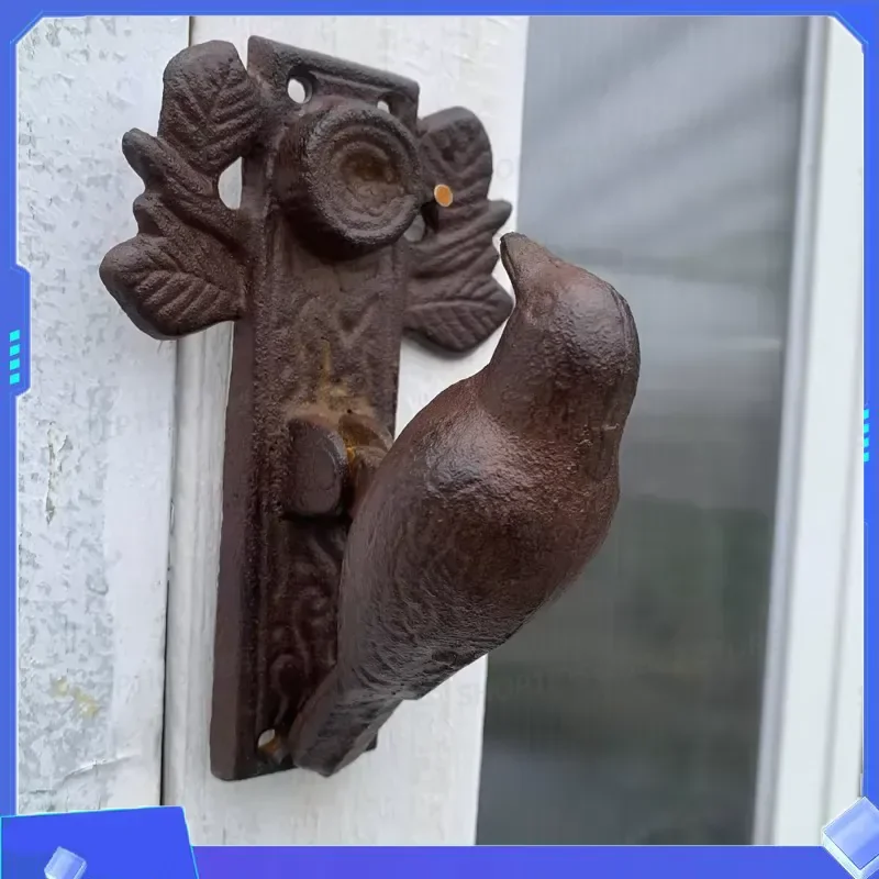 for Vintage Rustic Cast Iron Door Handle with Bird and Leaf Design Functional Art for Your Entryway