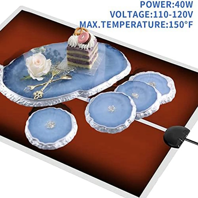 حصيرة علاج الراتنج سريعة مع وسادة حرارية سيليكون ، سخان الايبوكسي ، غطاء الموقت ، قابس الولايات المتحدة #3