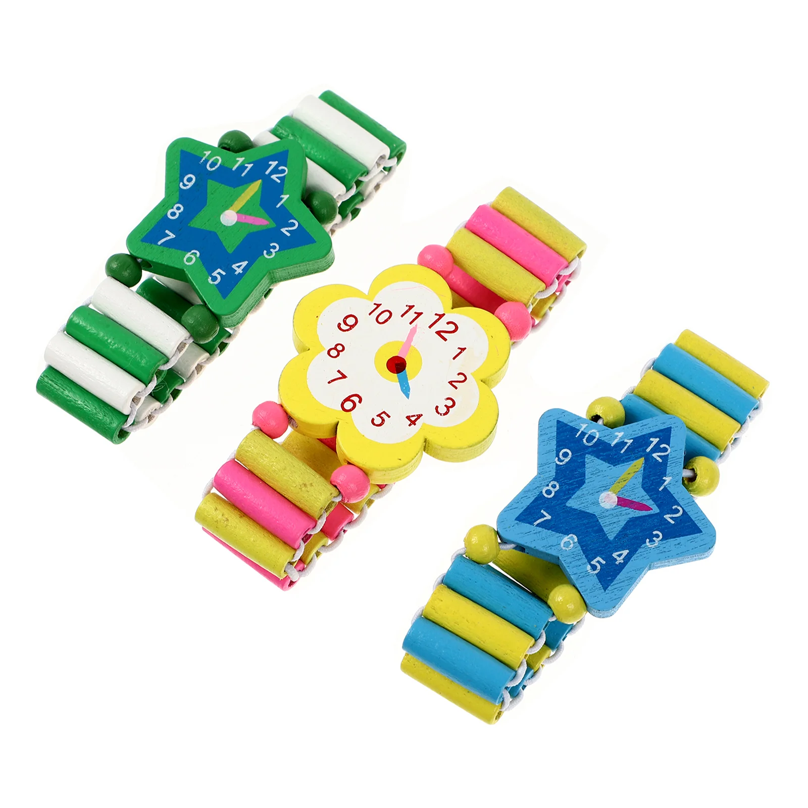 3-delige cartoon ristwatches slimme houten polshorloges simulatie kinderen smartwatch peuter