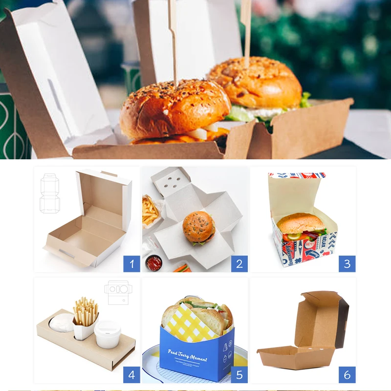 Customized productYASONPACK Suppliers Disposable Burger Box Print Paper Box For Delivery