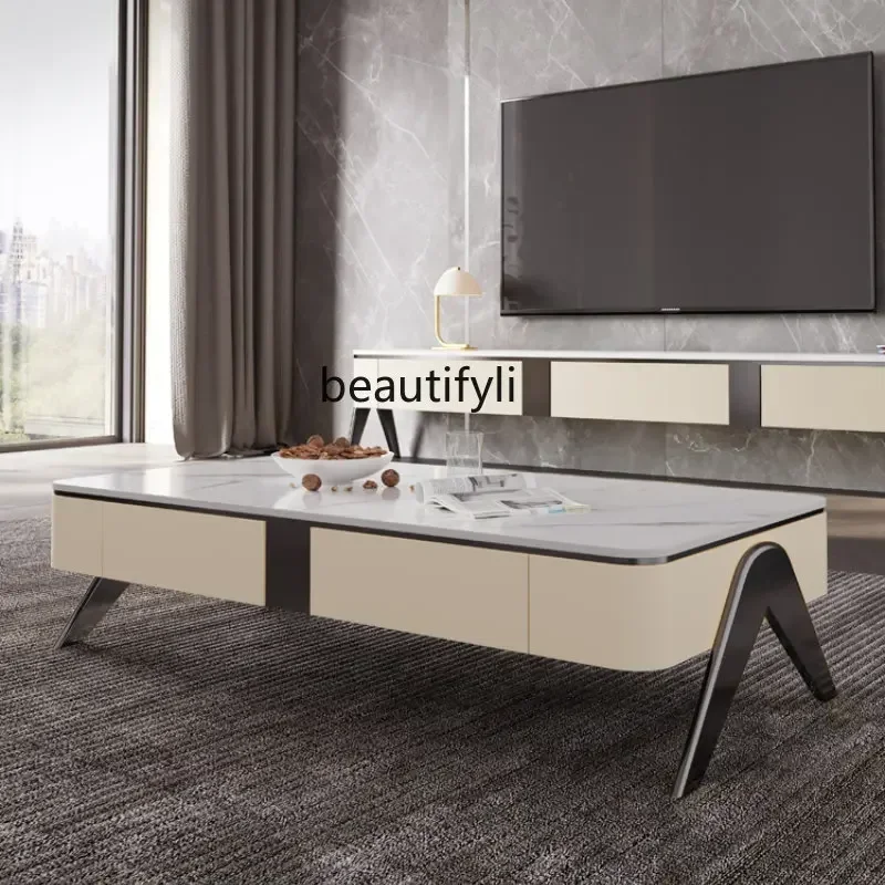 D178 Y CXH Combination Light Luxury Modern Living Room New High-End Saddle Creative Square Leather Tea Table