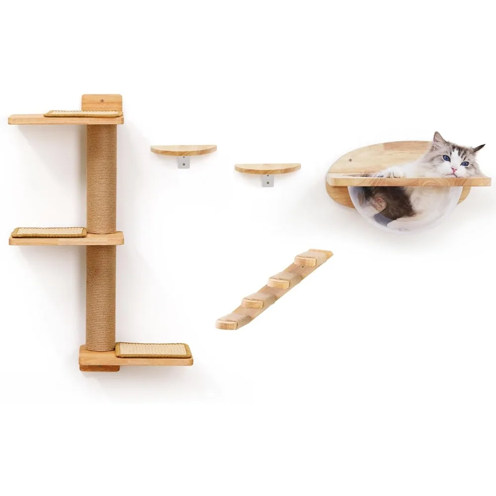

FUKUMARU Cat Furniture Set, Including Steps, Scratching Posts, Transparent Capsule for Sleeping, Playing, Climbing & Lounging