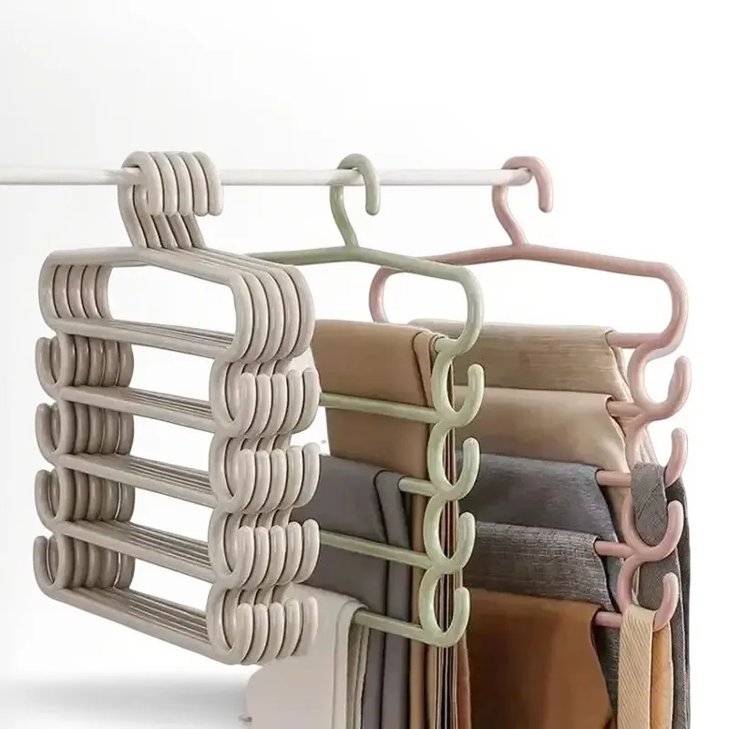 1/2/3pcs Pants Rack Multifunctional Household Saving Space Multi Layer Trousers Hanger Pants Closet Color Clothes Peg 5 Layers