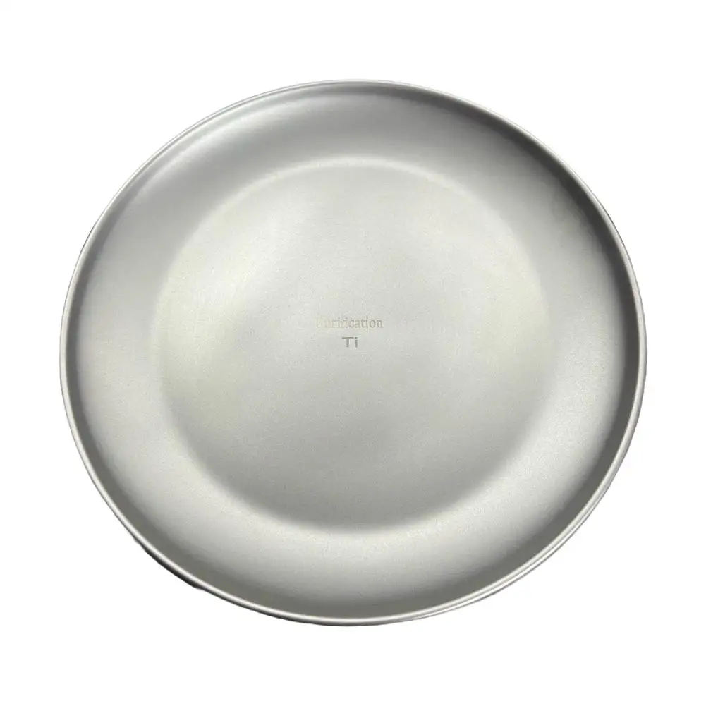 Assiette de Camping en titane de 20CM, assiette de Camping polyvalente pour Barbecue, vaisselle en titane pour la maison, équipement de pique-nique rond givré