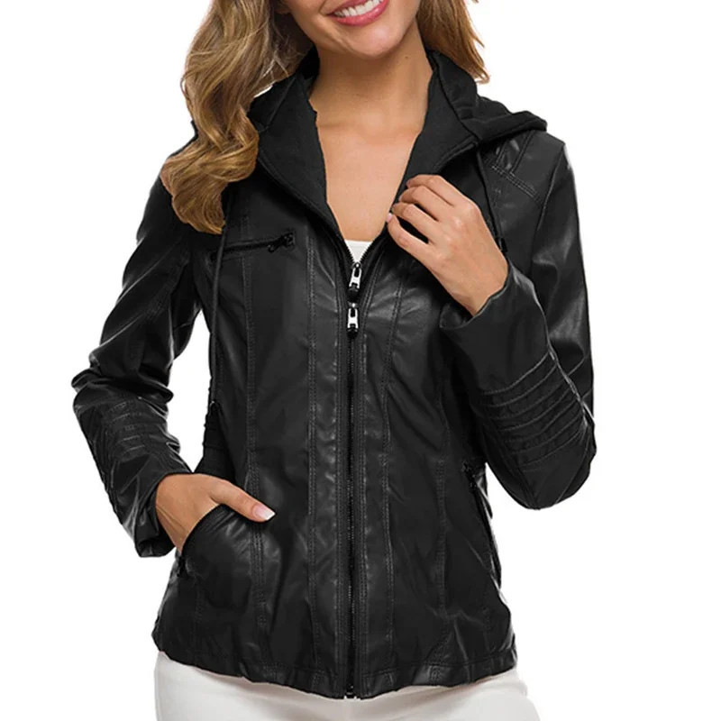 

Новая куртка из искусственной кожи, женские толстовки, осенне-зимняя куртка из искусственной кожи, черная повседневная модная верхняя одежда, пальто из искусственной кожи, женское пальто больших размеров