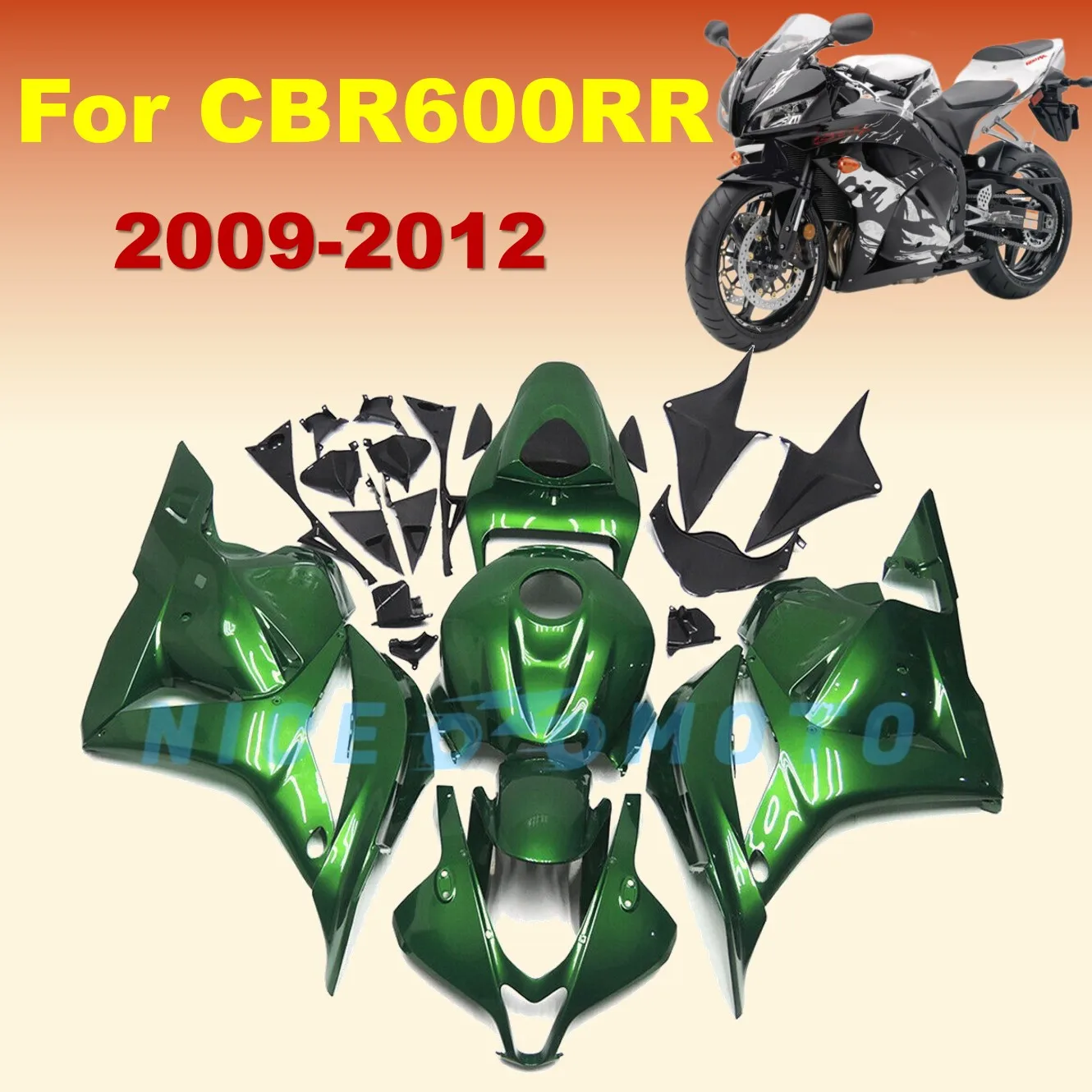 

Комплект обтекателей мотоцикла для HONDA CBR600RR 2009 2010 2011 2012 CBR600 cbr 600rr 09-12, зеленый защитный чехол для кузова