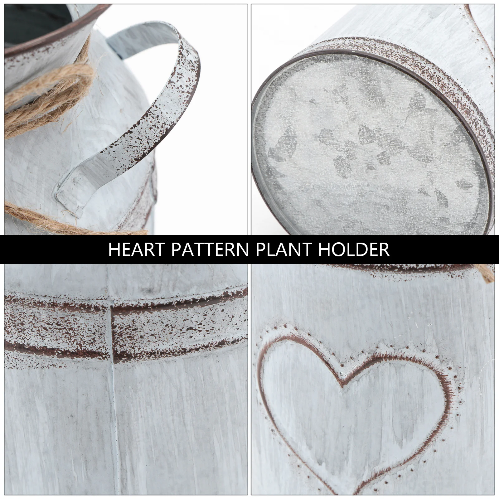 1pc Heart Shape Flower Pot Iron Vase For Home Garden Decorative Plant Holder Multifunctional Desktop Ornament Lightweight