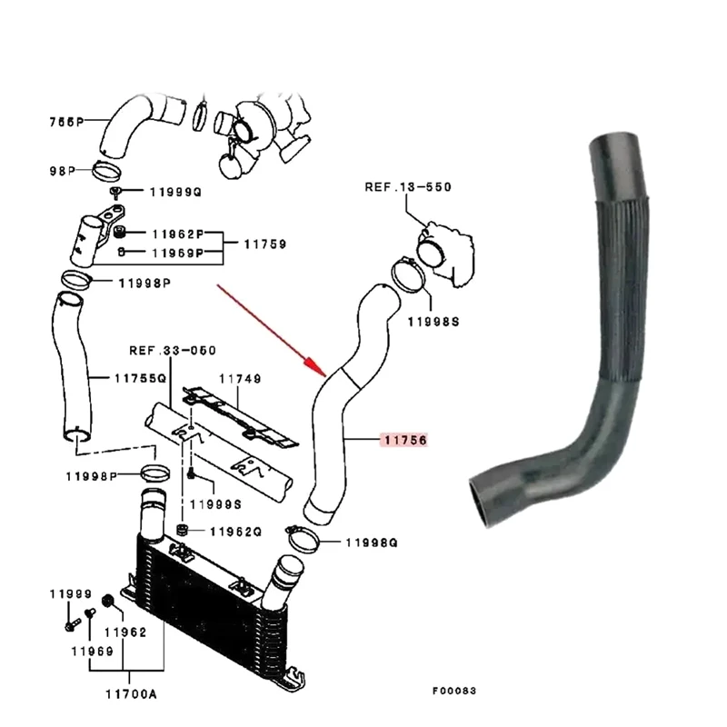 New Inter Cooler Outlet Hose Pipe For Mitsubishi Pajero Montero 4M41 V88W V98W 2006-2020 DC5009TT