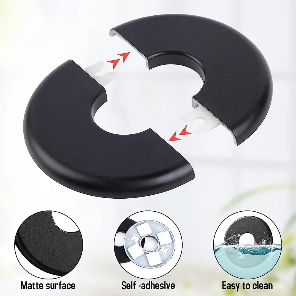 Black/White ABS Faucet Decorative Cover Round Self-Adhesive Pipe Wall Covers Shower Faucet Cover Bathroom Kitchen Accessories