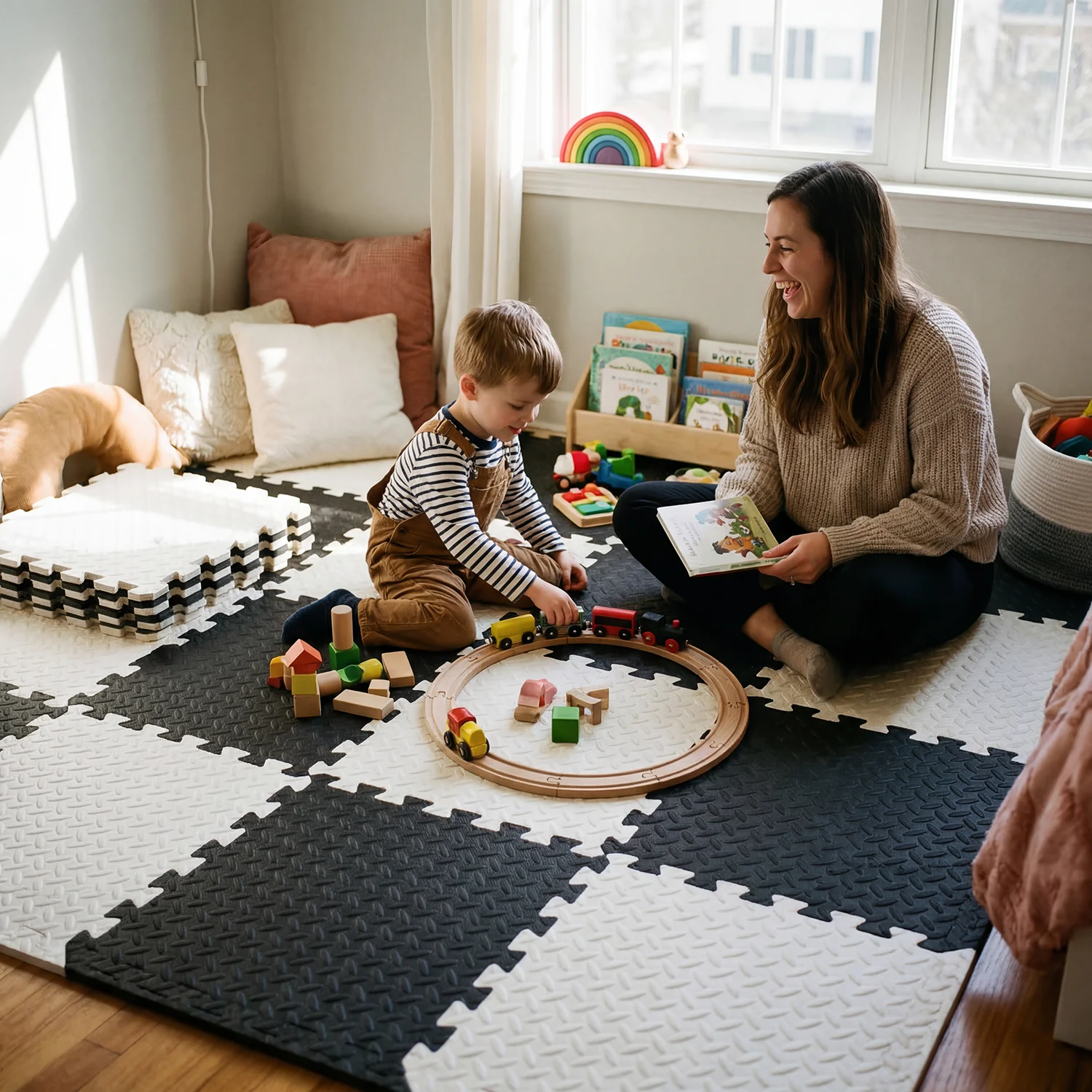 16Pcs 60x60cm Baby Play Mat 1cm EVA Foam Puzzle Mat Kids Crawling Carpet Floor Rug Splicing Nursery Activity Gym Pad Play Carpet