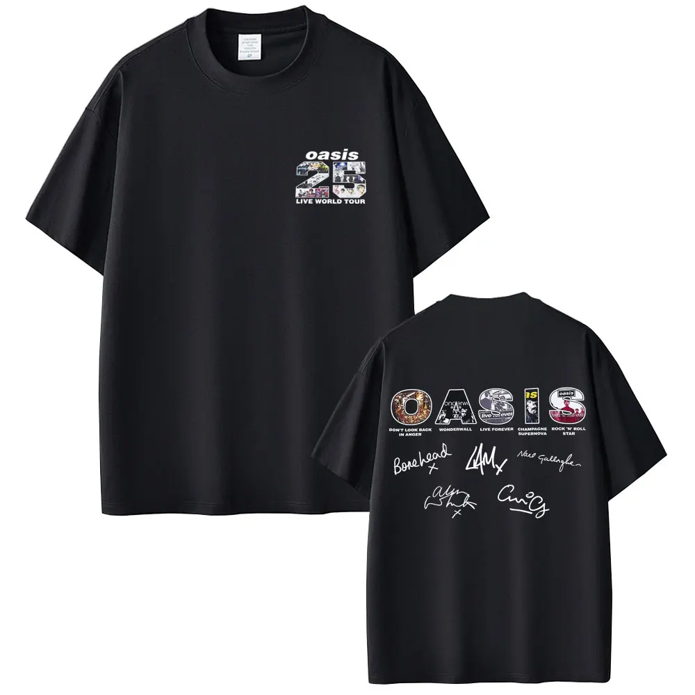 

Rock Band O-Oasis Live 25 World Tour T-shirt Men Women Hip Hop Gothic Oversized T Shirts Men's Casual Cotton Vintage T-shirts