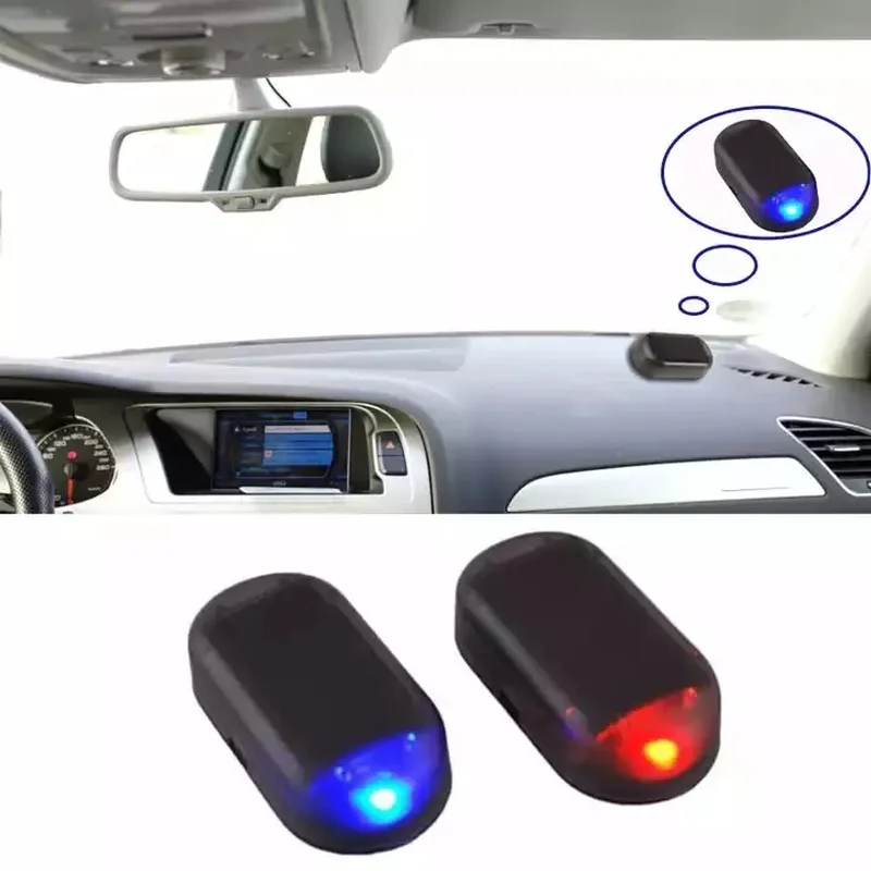 

Universal Car Fake Solar Power Alarm Lamp Security System Warning Theft Flash Blinking Car Anti-Theft Caution LED Light Red/Blue