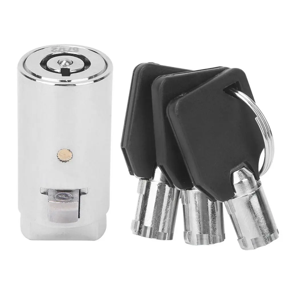 Zinc Alloy Vending Machine Lock Cylinder 38×19mm with 3 Keys Zinc Alloy Lock Cylinder Safe Chrome Color