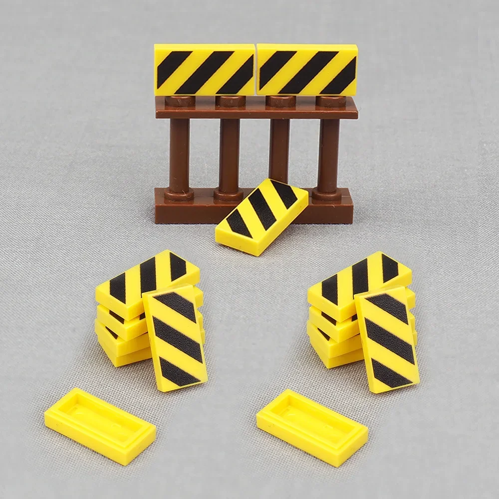 

MOC 10 шт. наборы строительных блоков с желтым полосатым узором 3069 1x2, черные инженерные кирпичные игрушки для взрослых и мальчиков, подарки на особый день