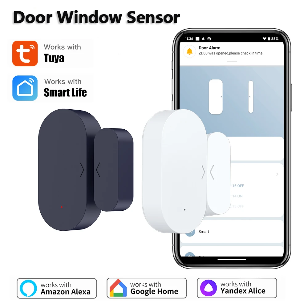 Sensore per porte e finestre Zigbee 3.0 magnete per porte ultra-bassa potenza Z2M HA supporta HomeAssistant-ZDOOR02 Batteria a bottone Smart Home