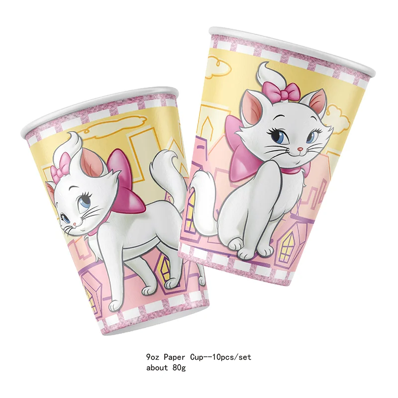 Disney The Aristocats Marie Cat Theme Party Decorate Cake Flag Honeycomb Straw Sticker Celebrate Happy Birthday Packing Supplie