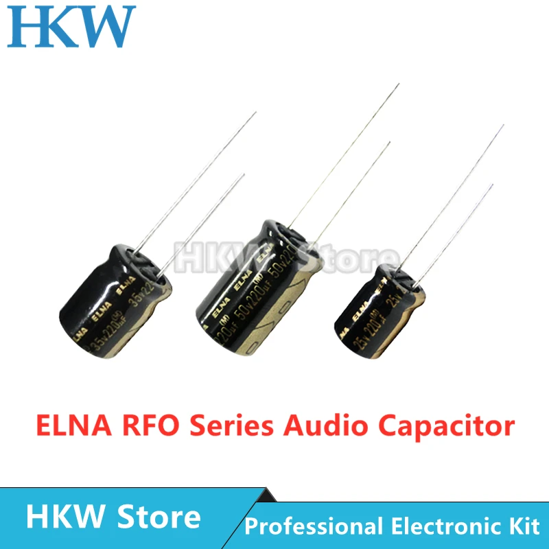 10pcs ELNA RFO Series HiFi Audio Capacitor 25V 35V 50V 100uF 220uF 100UF50V 220UF35V 220UF50V 100UF25V 220UF25V Original