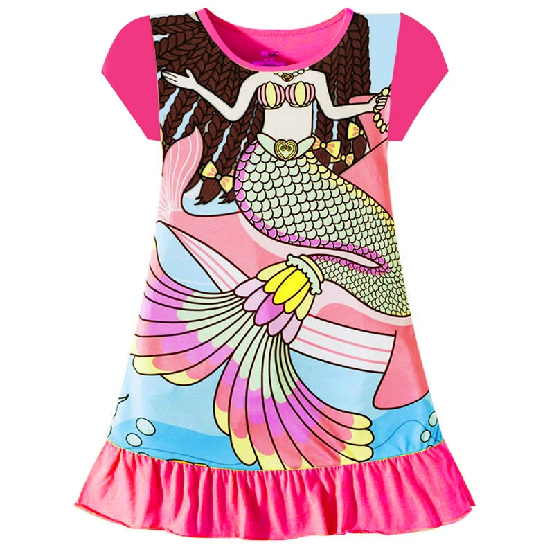 Jumping Meters 4-7T New Summer Girls  Pyjamas Short Sleeve Print Fashion Baby Clothes Sleepwear Dresses Home Wear