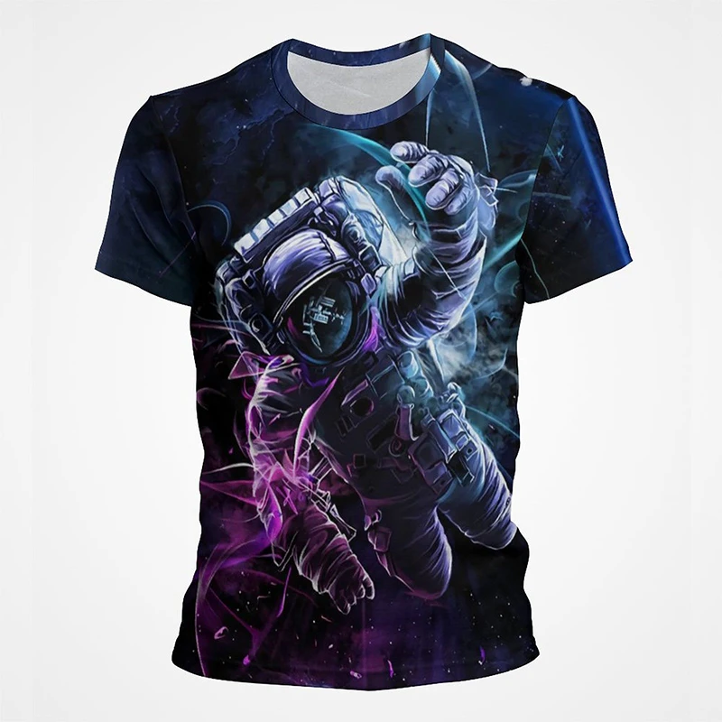 

Full-cover Print T-shirt By Space Astronaut Universe Graphic Men Men 2023 New Summer Harajuku Round Neck Short Sleeve Wholesale