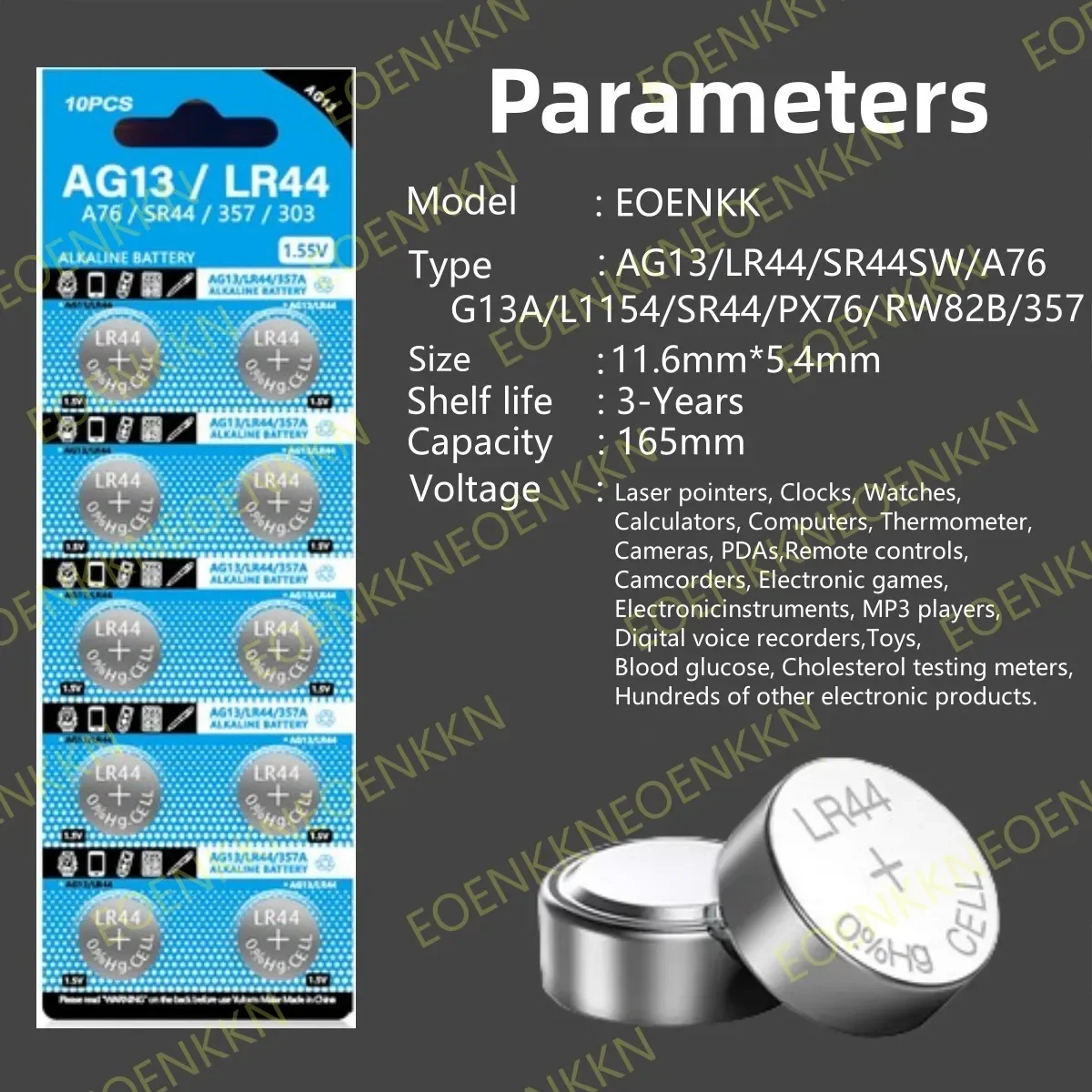 Pila alcalina de botón AG13, LR44, A76, 1,5 V, SR44SW, pila 357, 303, para relojes, juguetes, paquete de batería de litio sin mercurio, 30 piezas