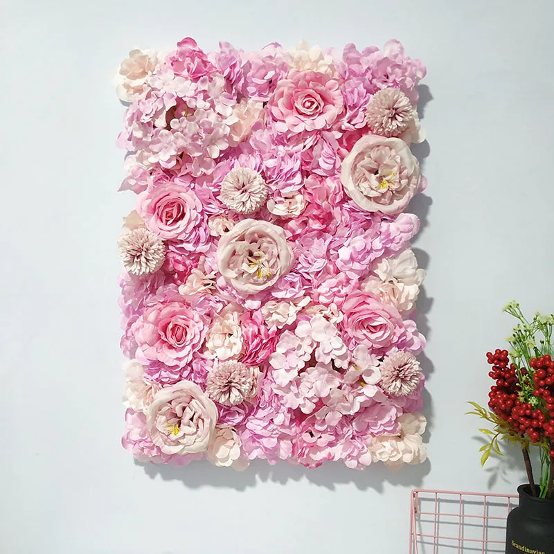 

Romantic Decorative Silk Roses Hydrangea Artificial Flower Wall Backdrop Panel for Arrangement Wedding Party Home Decoration