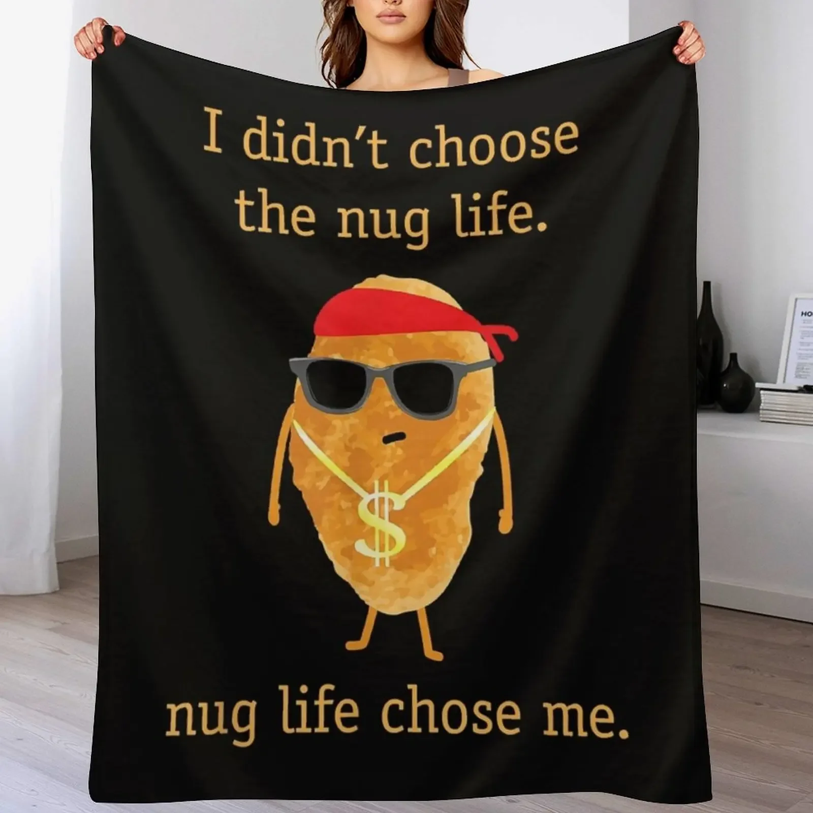 

Funny Nugget Shirt, Nug Life, Chicken Nugget Throw Blanket Compact Warm Blanket for Car Road Trip