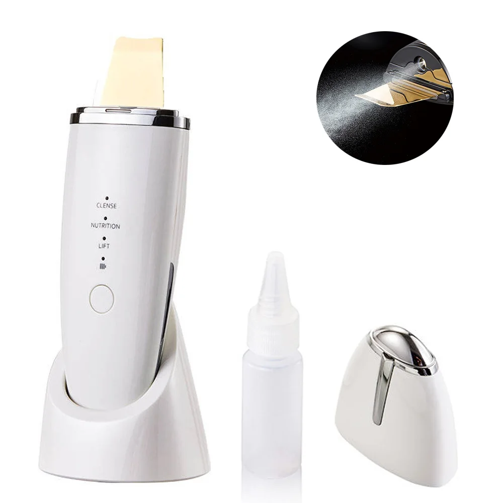 Ultrasonic Skin Scrubber Blackheads Whiteheads Exfoliator Vibrating Facial Scraper Pore Deep Cleanser Face Lifter Skin Care