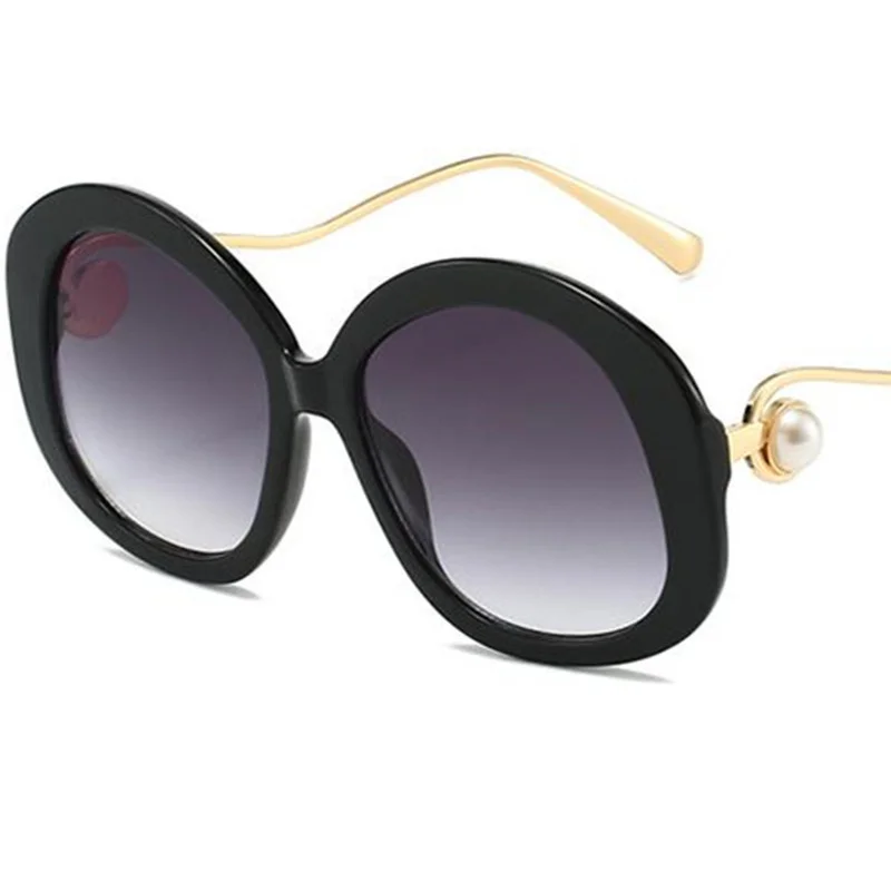 

Fashion Sunglasses Women Pearl Sun Glasses Oversize Frames Adumbral Anti-UV Spectacles Round Frame Eyeglasses Retro Ornamental