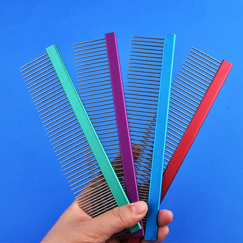 20cm-25cm Stainless Steel Pet Cat Comb Stylist Color Aviation Aluminum Ultra-light High-end Dog Cosmetology Styling Massage Comb