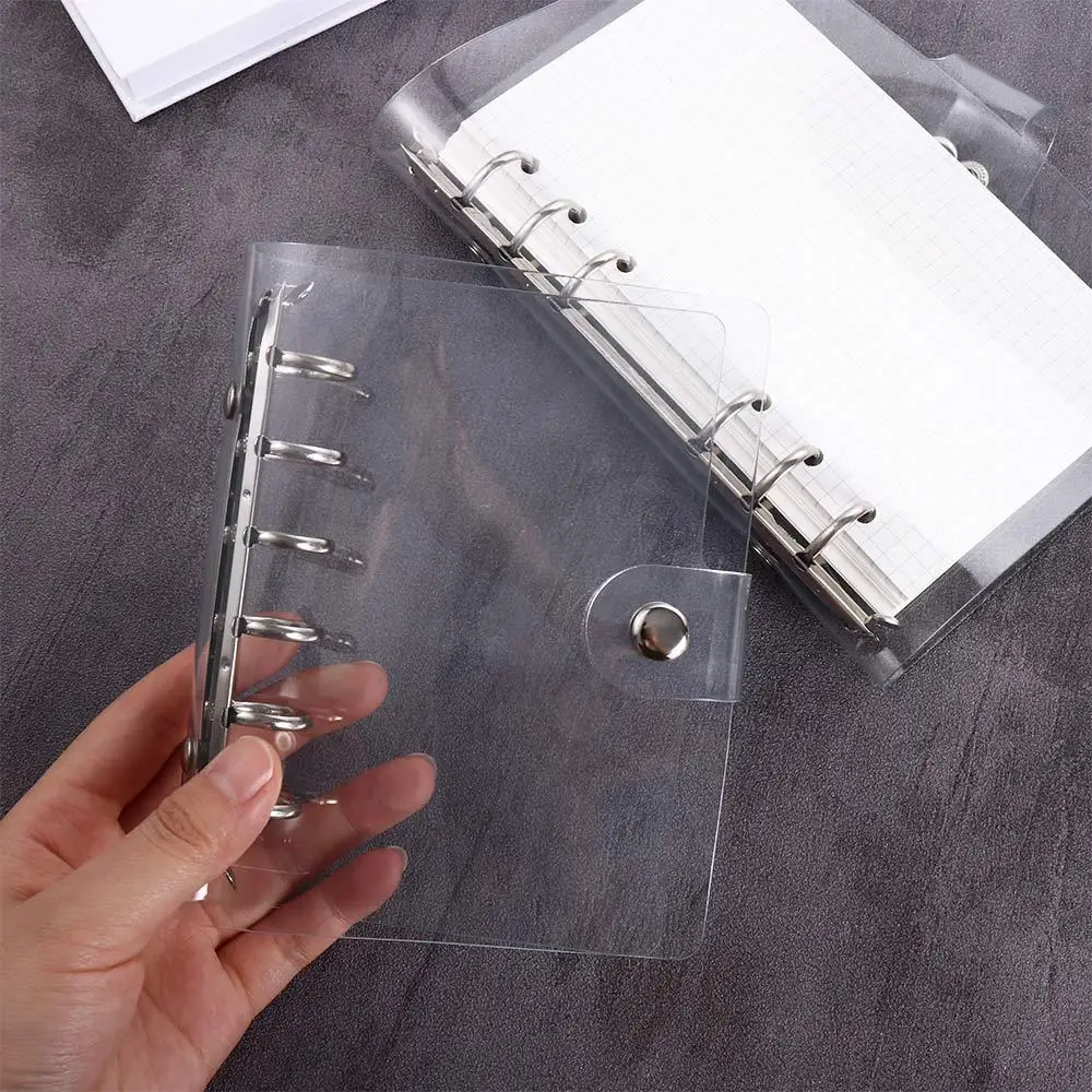 Transparent Plastic Clip File FolderA4/A5/A6/A7 Notebook Planner Loose Leaf Ring Binder Planner Agenda School Office Supplies