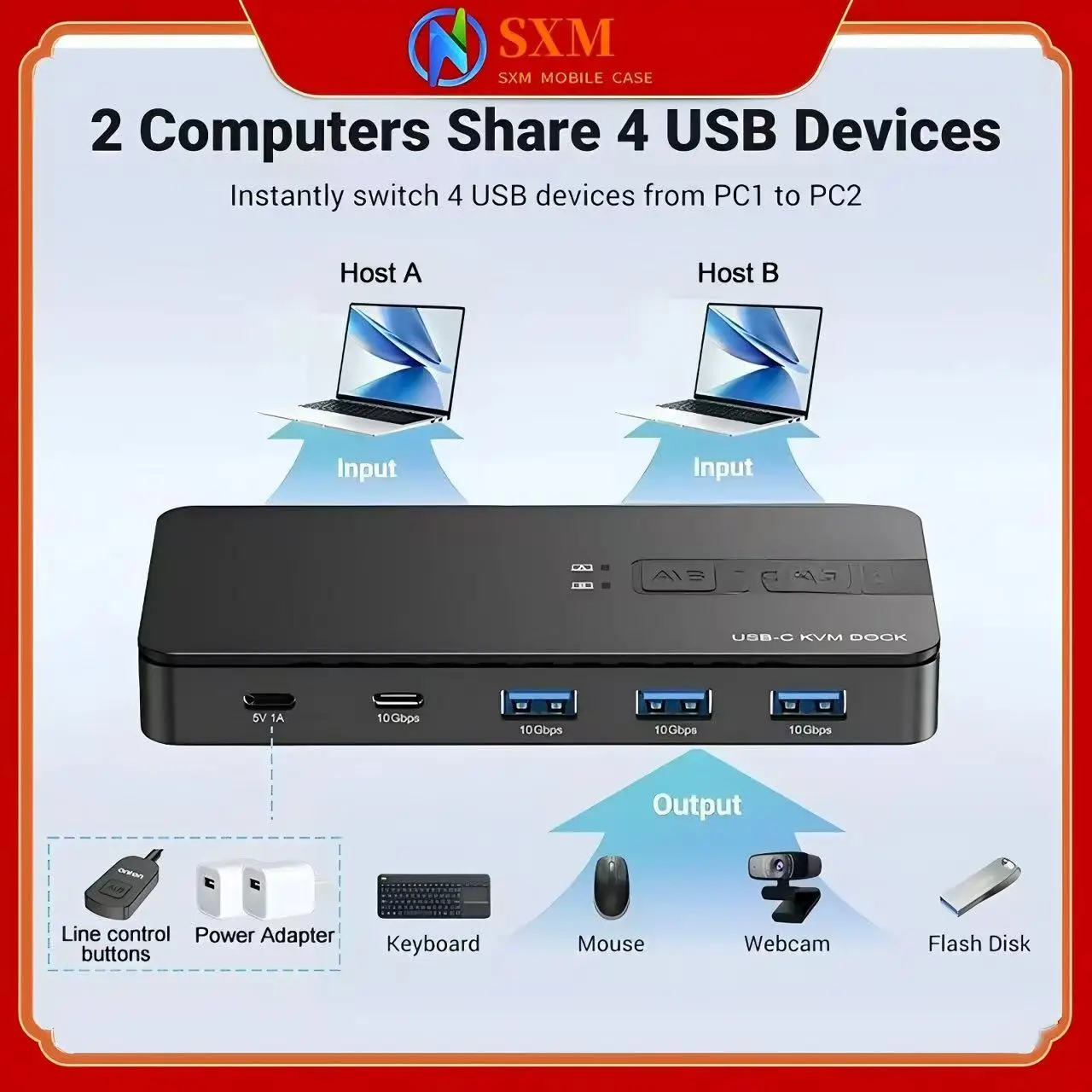 

Интерфейс HD: 2 компьютера соответствуют 4 интерфейса USB3.2, док-станция типа C, 10 Гбит/с для интерфейса.