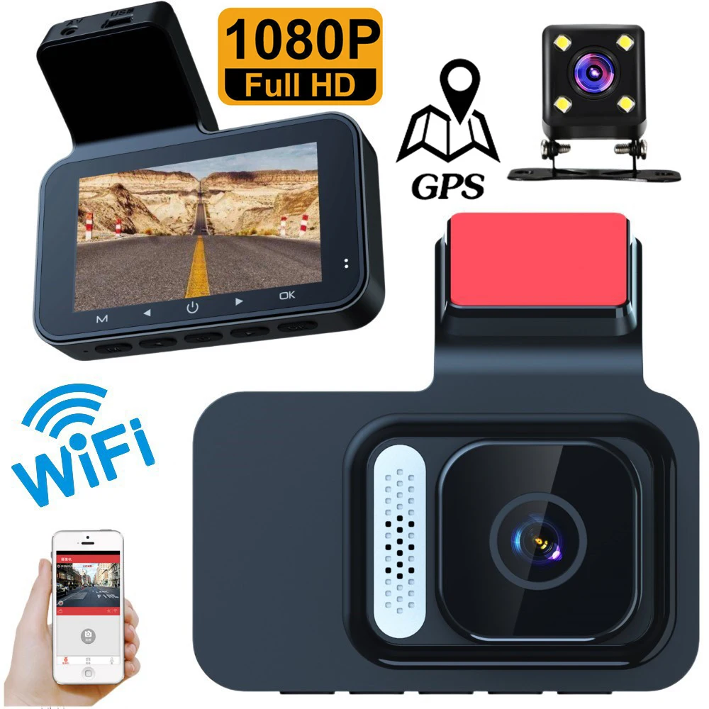 

Car DVR WiFi GPS 1080P FHD Car Video Recorder Dash Cam Registrator Car Accessories Auto Black Box Rear View Reverse Car Camera