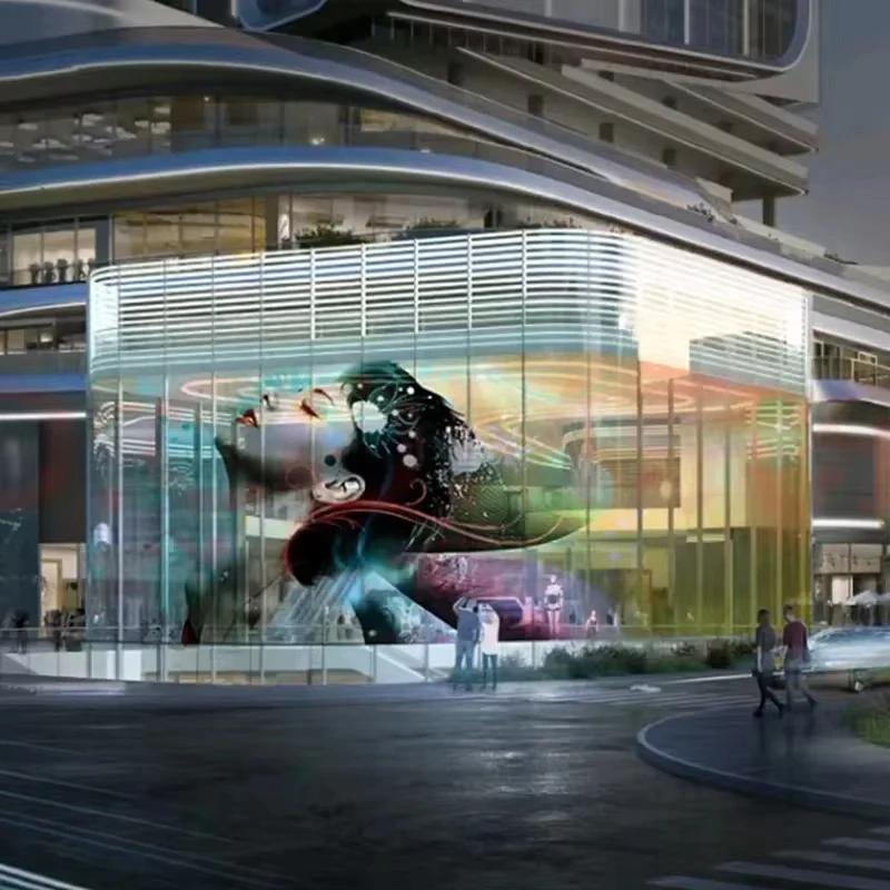 Bendable Flexible Transparent LED Film Screen Seamless Splicing Display for Curved Glass - view 2