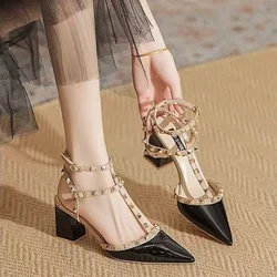 Women's High Heels Fashion Slingbacks Buckle Female Sandals Roman Pointed Rivets Party Shoes Sexy Women Shoes sandalias de mujer