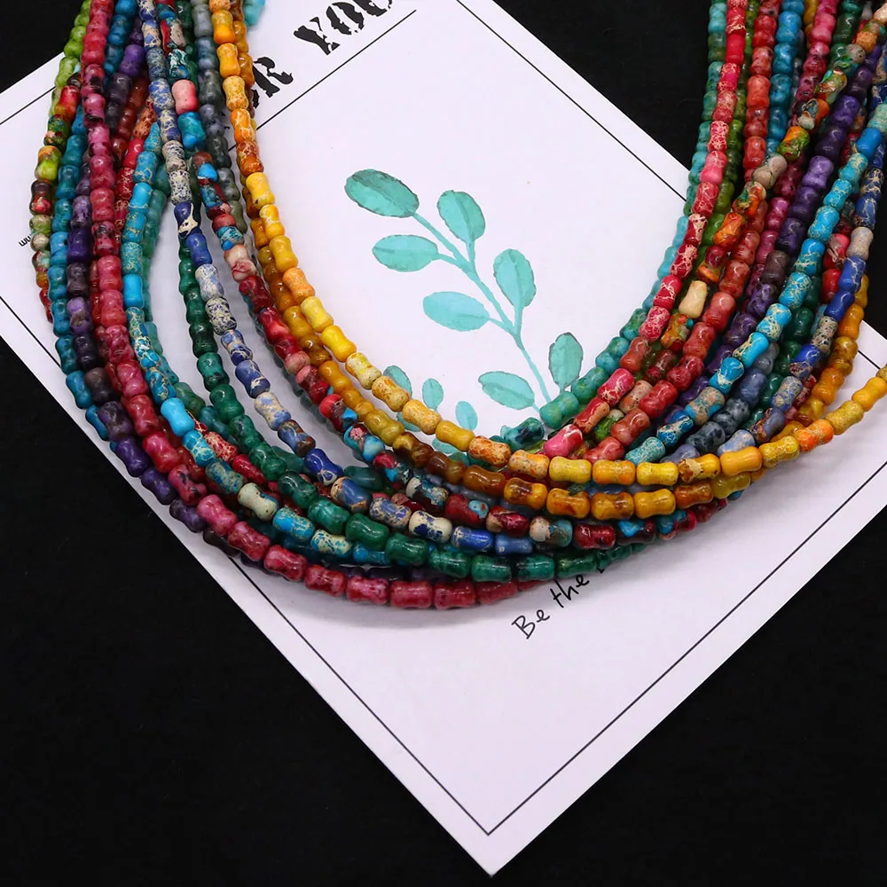 

Natural Emperor Stone Tube Beads Multi-color Straight Hole Loose Bead 1 Strand DIY Retro Necklace Bracelet Jewelry Accessory