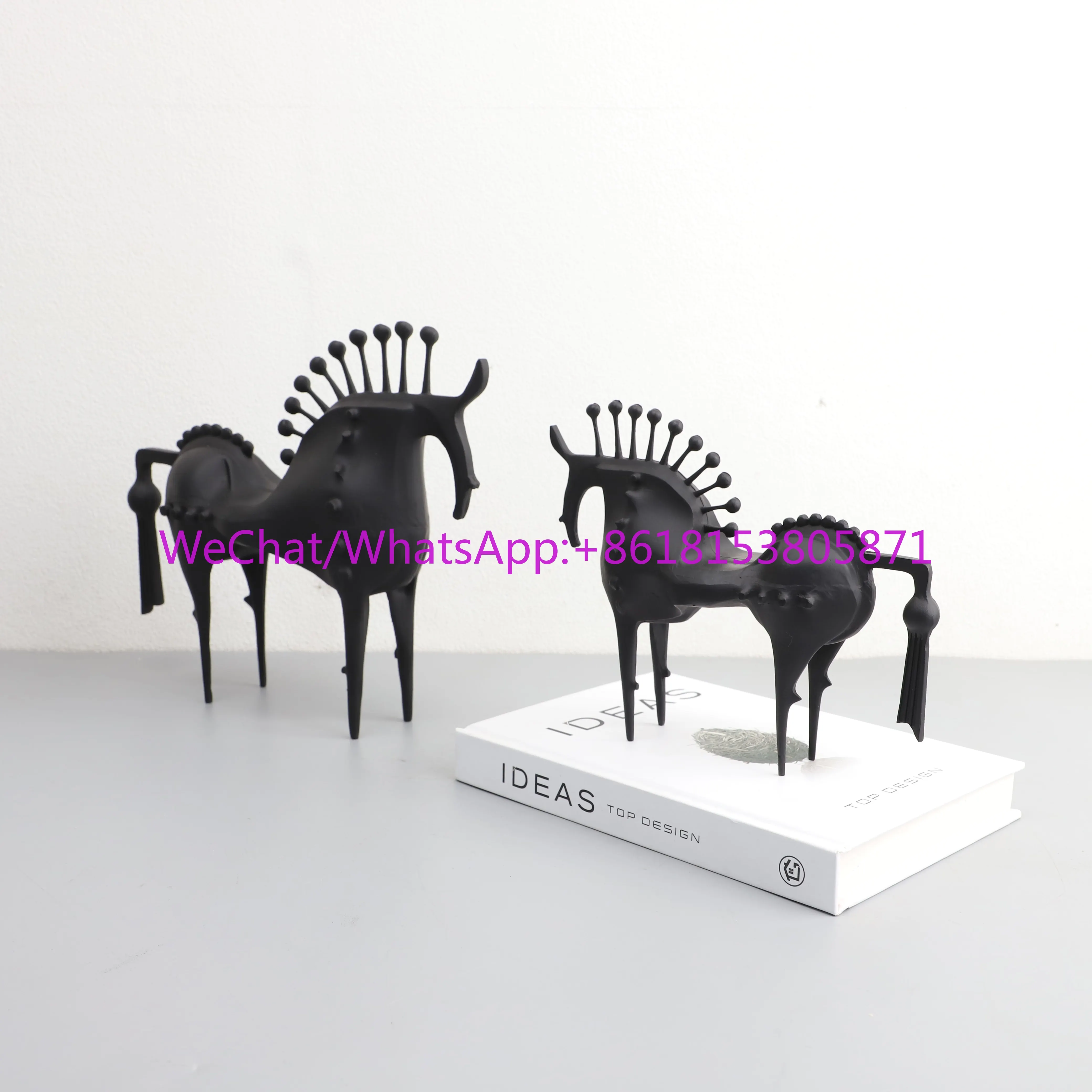 European light luxury abstract art horse bookshelf bookcase decorative ornament entrance